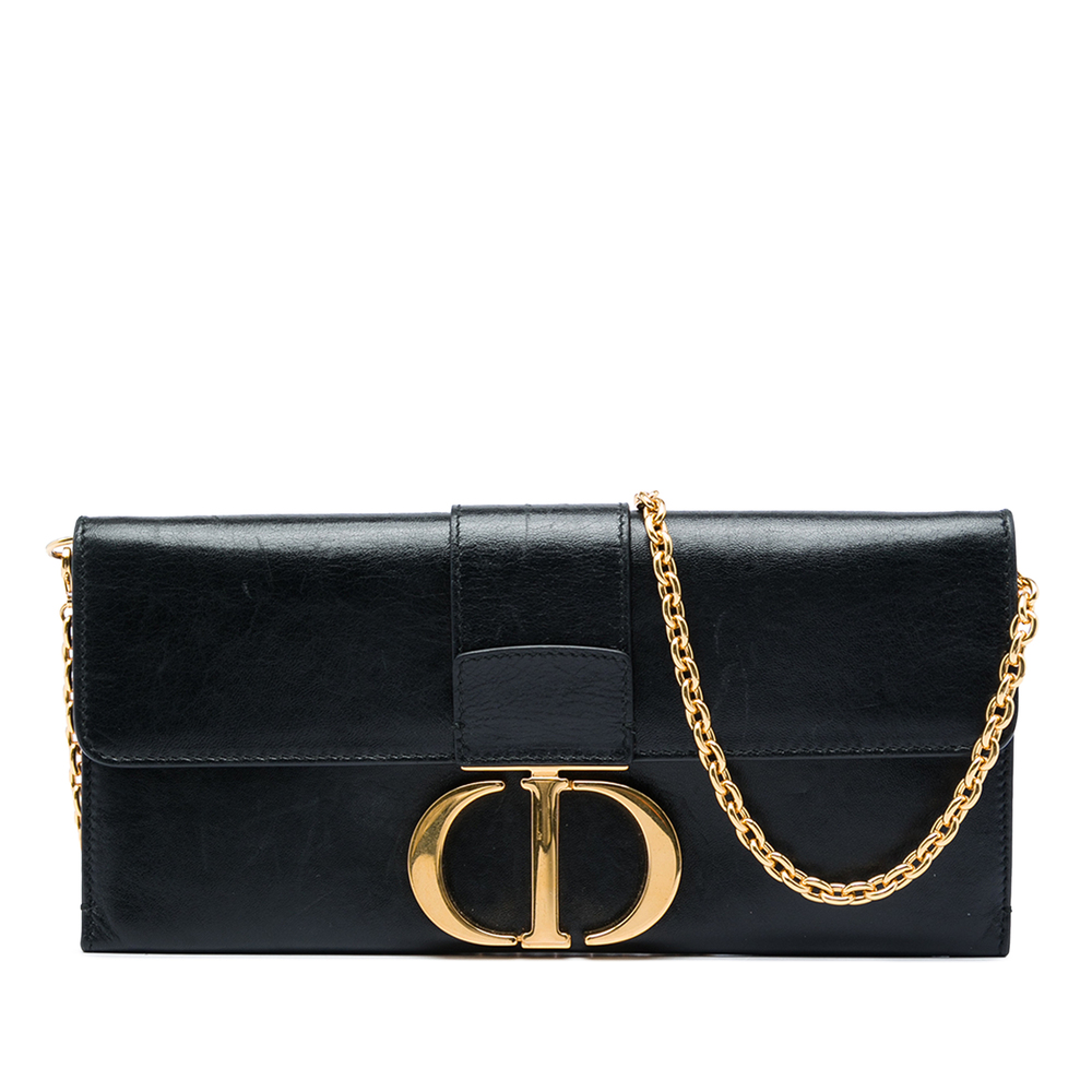 Pre-Loved Dior Leather Montaigne 30 Clutch with Chain